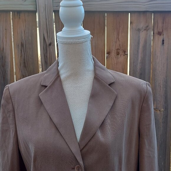 Talbots Petites Women’s Light Brown Silk Blazer Jacket Size 14P NWT - Picture 2 of 7